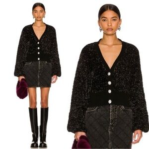 Ganni Black Cropped Cardigan